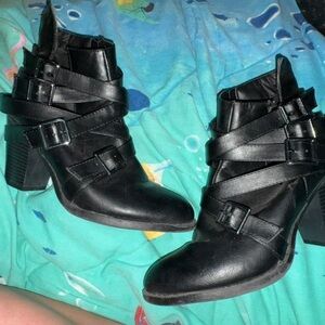 & Other Stories Black Strappy Buckle Ankle Boots